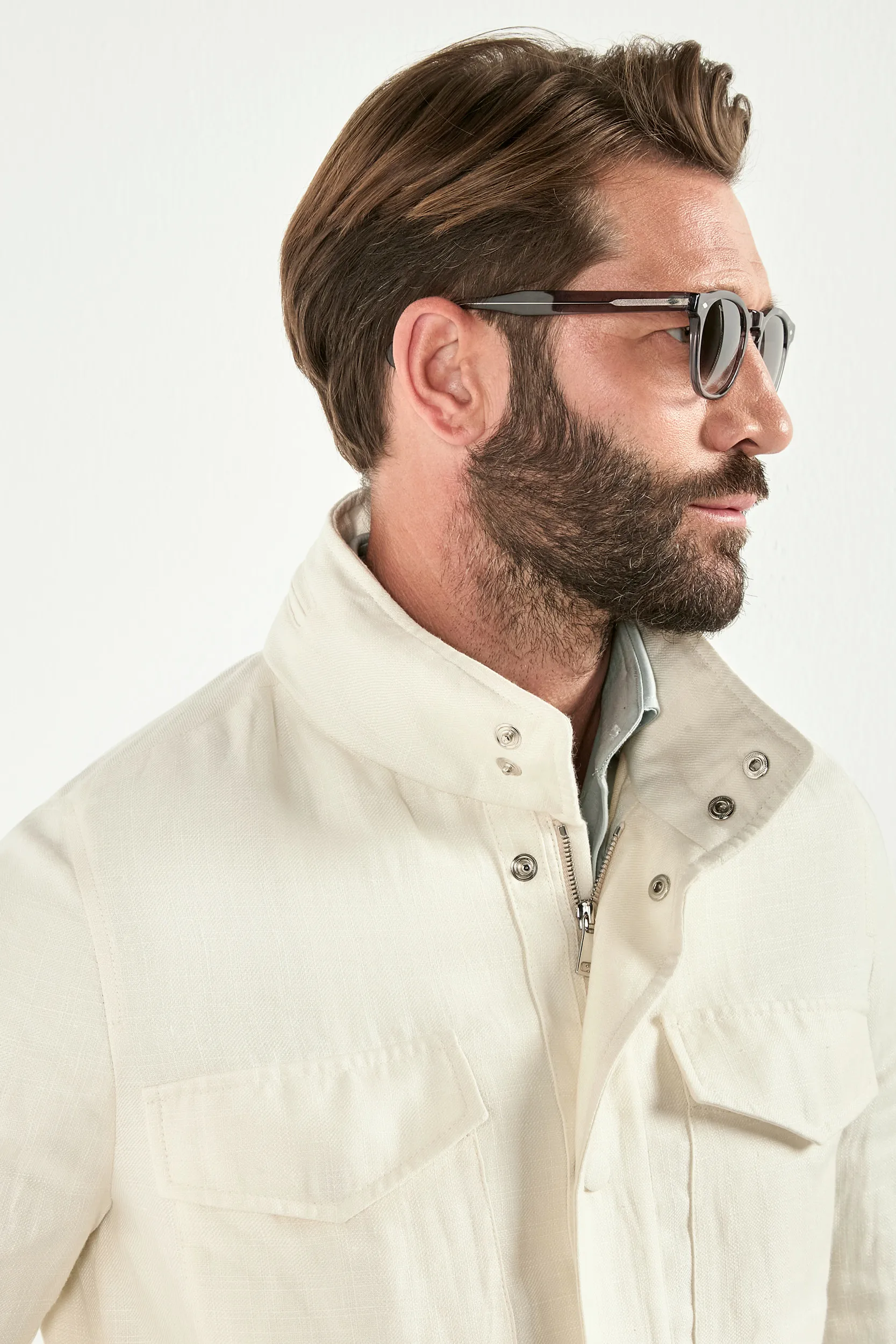 White linen blend field jacket - Made in Italy - Image 3