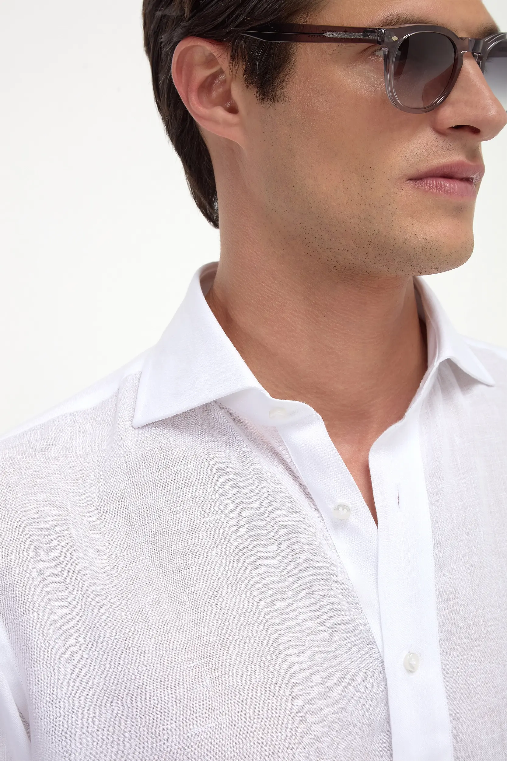 White linen popover shirt - Made in Italy - Image 2