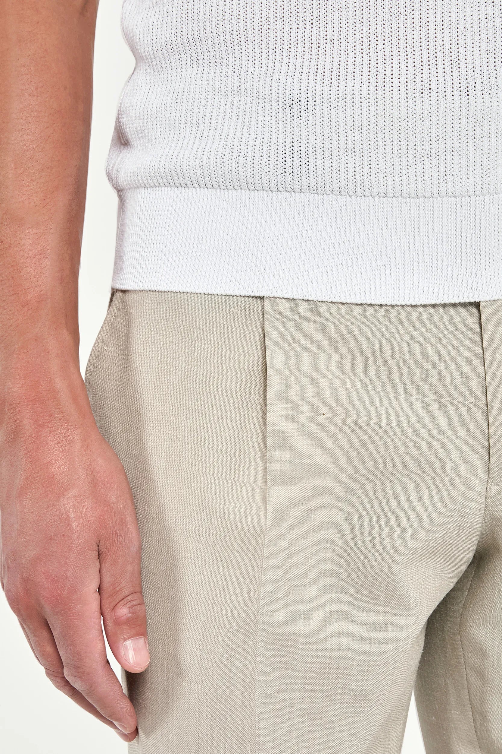 White ribbed zipped polo - Made in Italy - Image 4